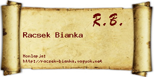 Racsek Bianka névjegykártya